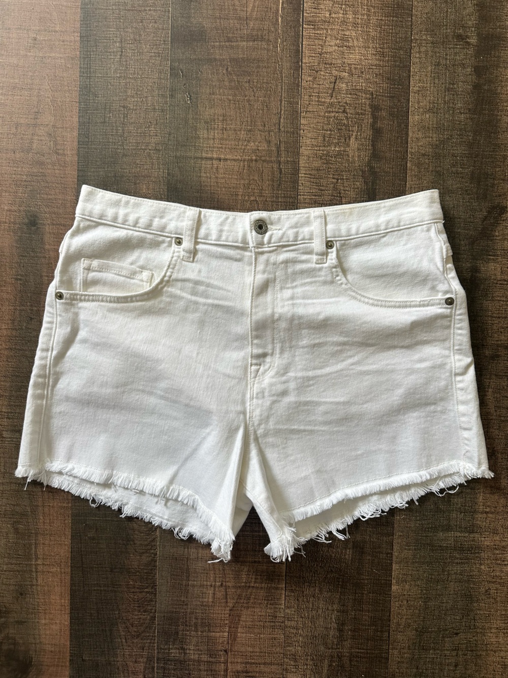 baldwin White Frayed Hem Denim Shorts
